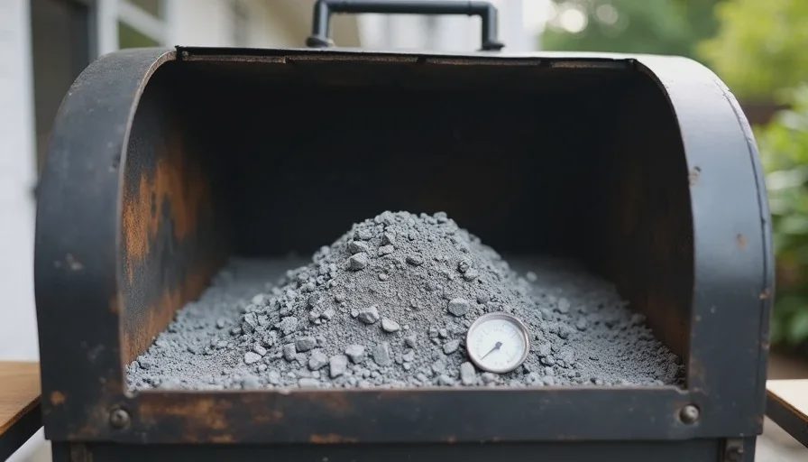 Open firebox showing ash buildup smothering coals and causing fire to die at hour 4