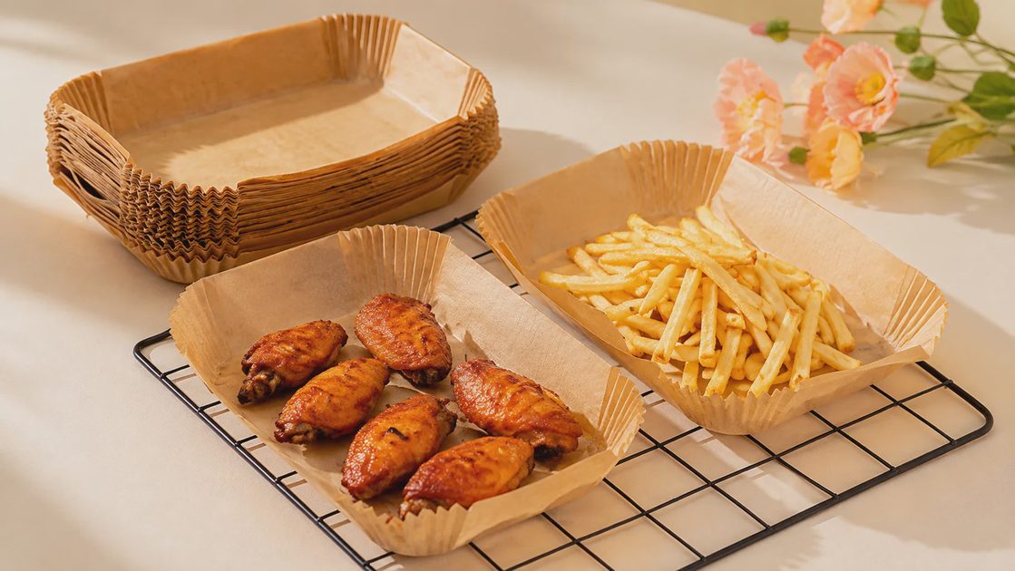 Ecfvtp air fryer paper liners disposable parchment for Ninja dual basket